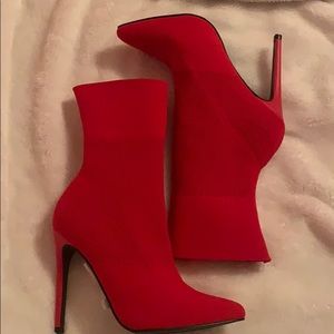 Red heeled booties